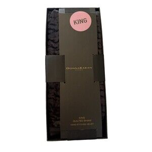 Donna Karan King Quilted Pillow Sham Black Velvet Hand Stitched 20x36"